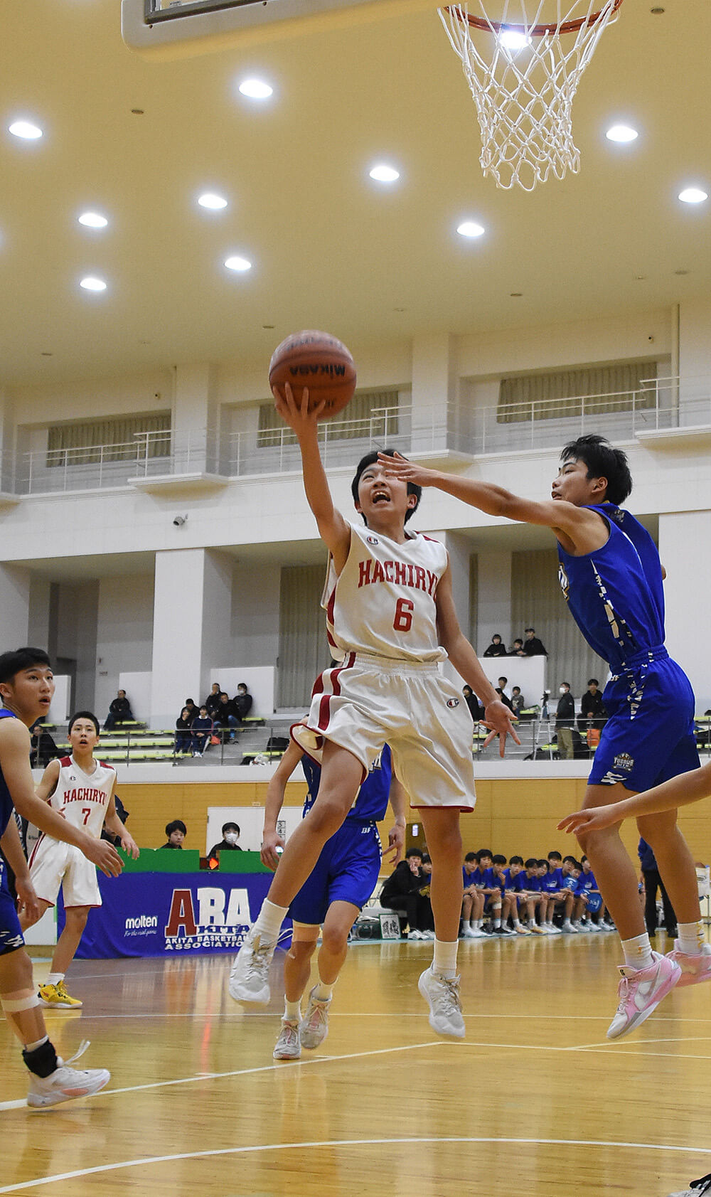 県中学校秋季バスケットボール大会は男子の八竜が準優勝（三種町琴丘総合体育館で）